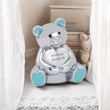 Sparebøsse bamse med navn.